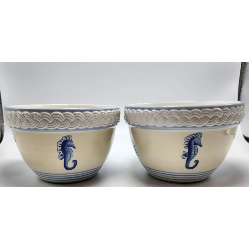 Pfaltzgraff Beachcomber Sea/Nautical/Ocean Soup/Salad/Cereal Bowls (2) READ!!!